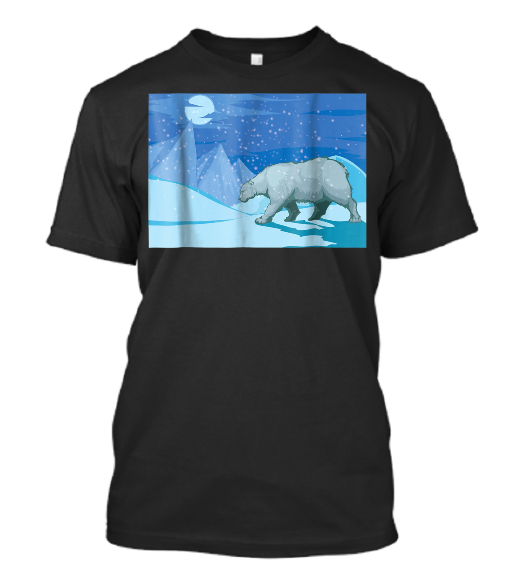 Roaming Polar Bear Night Walk In Arctic Snowy Mountains T-Shirt