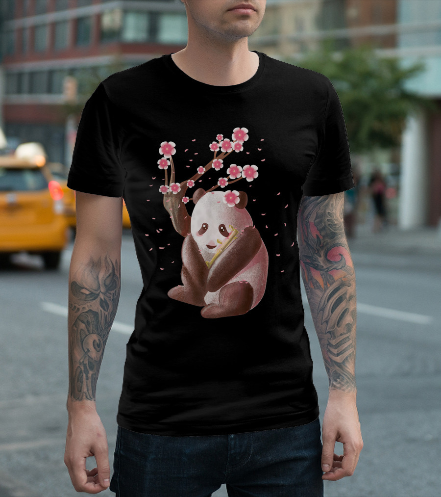 Sakura Cherry Blossom Flower Panda Floral T-Shirt