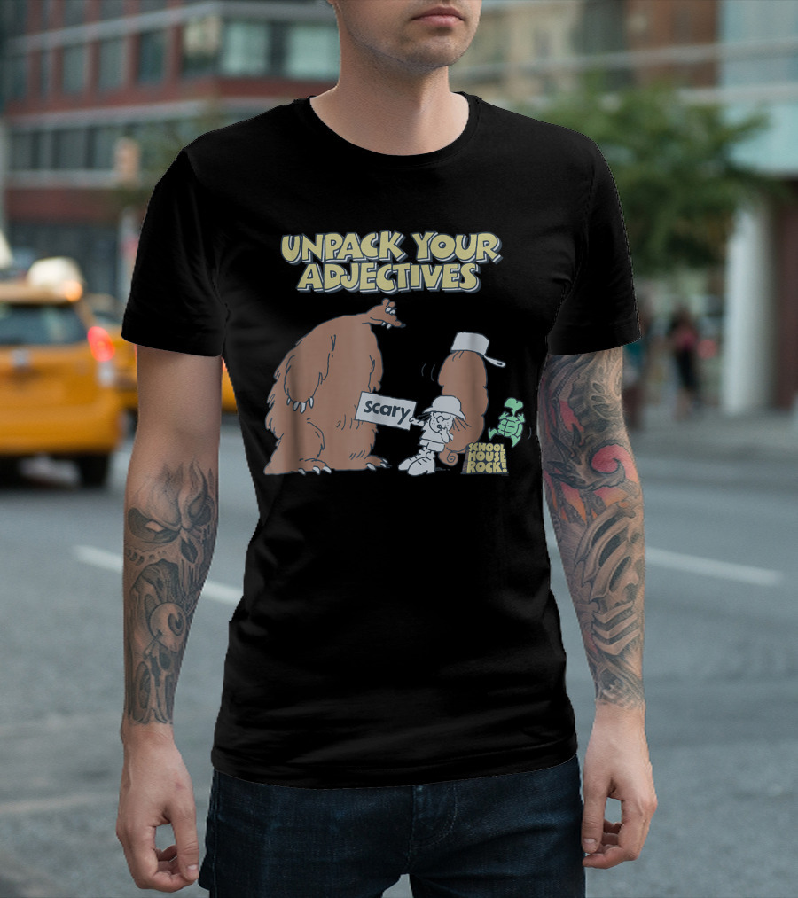 Unpack Your Adjectives Schoolhouse Rock Scary Bear T-Shirt