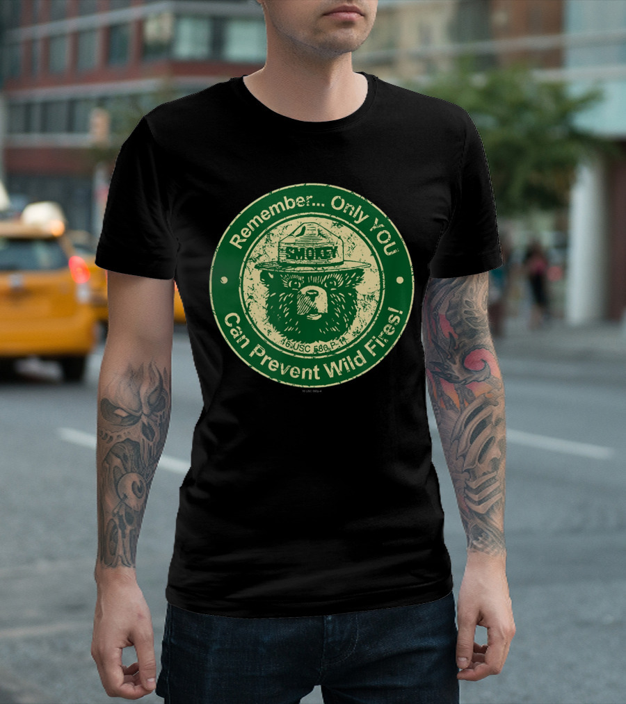 Remember Only You Can Prevent Wild Fires Smokey Bear Green Seal T-Shirt