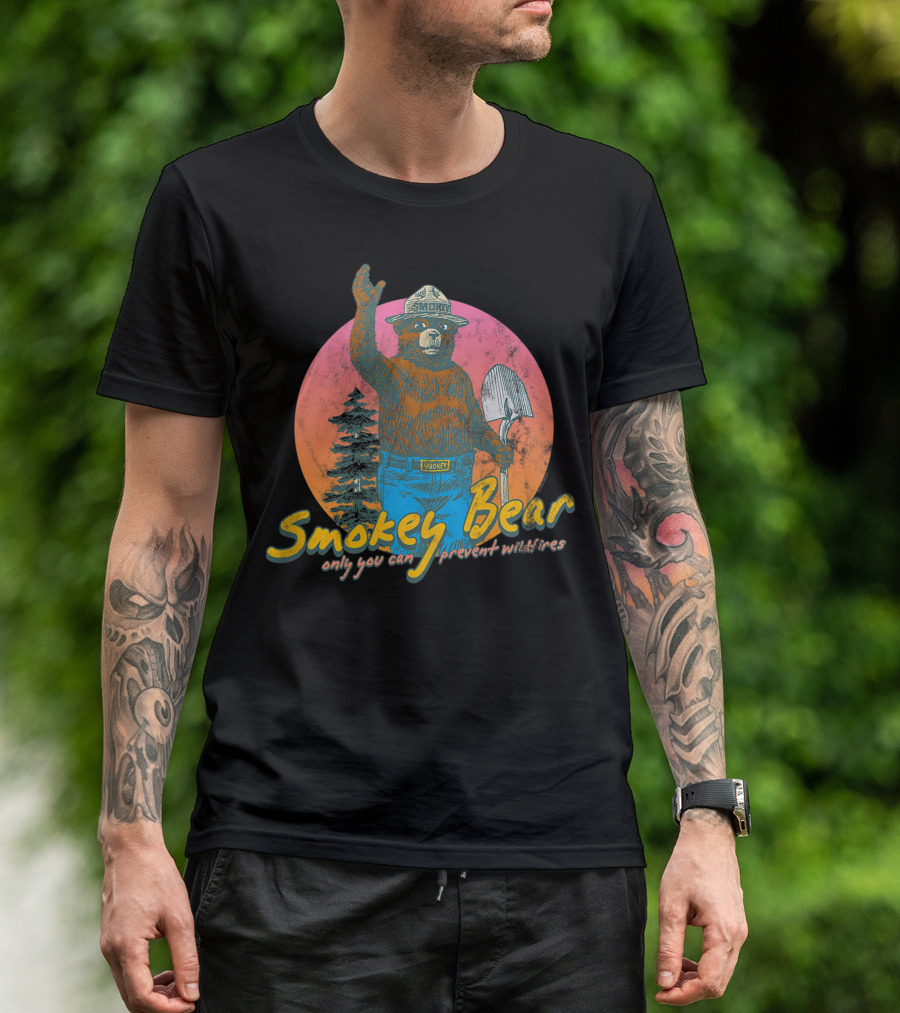Smokey Bear Only You Can Prevent Wildfires Retro Forest T-Shirt