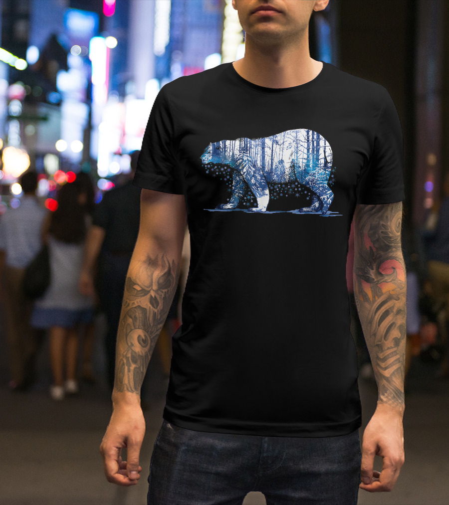 Wild Bear In Snowy Winter Forest Scene T-Shirt