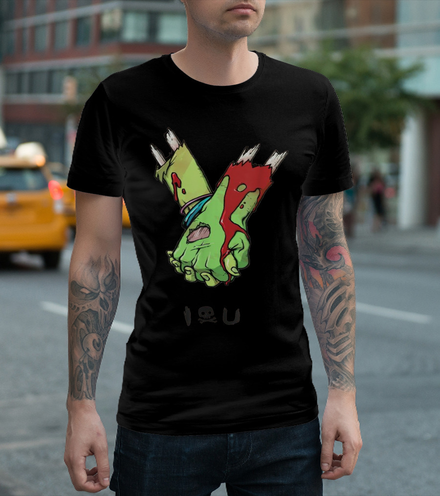 Zombie Hands Heart Valentines Day Lover I Love You T-Shirt