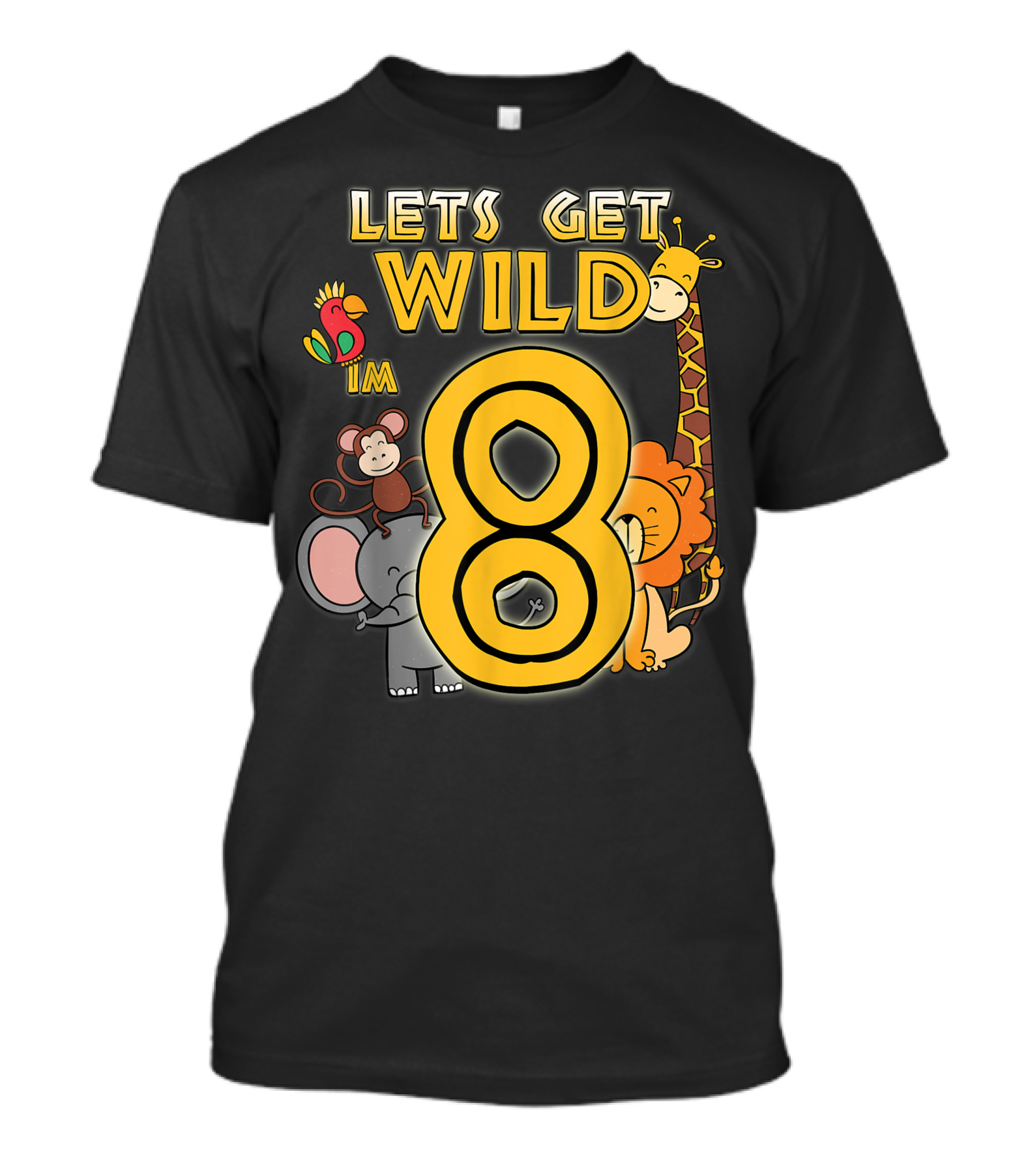 Let's Get Wild I'm 8 Zoo Animals Safari Birthday T-Shirt