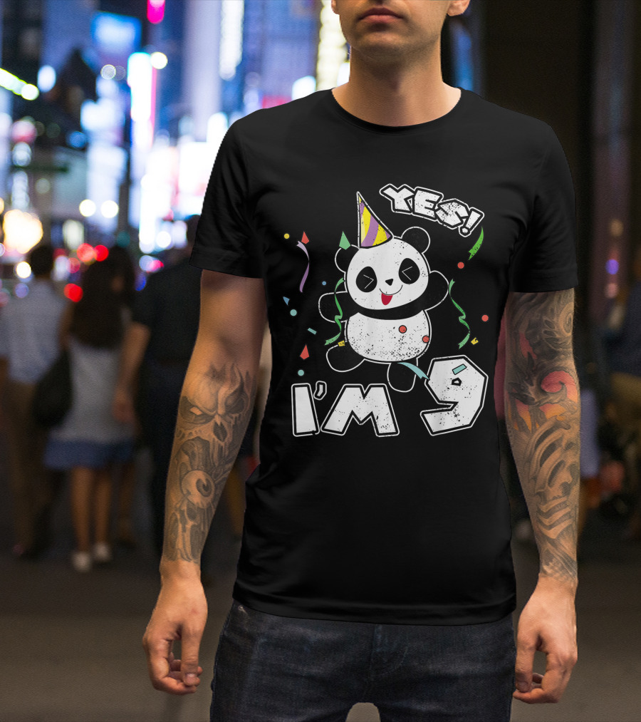 Yes I'm 9 Birthday Panda Party T-Shirt