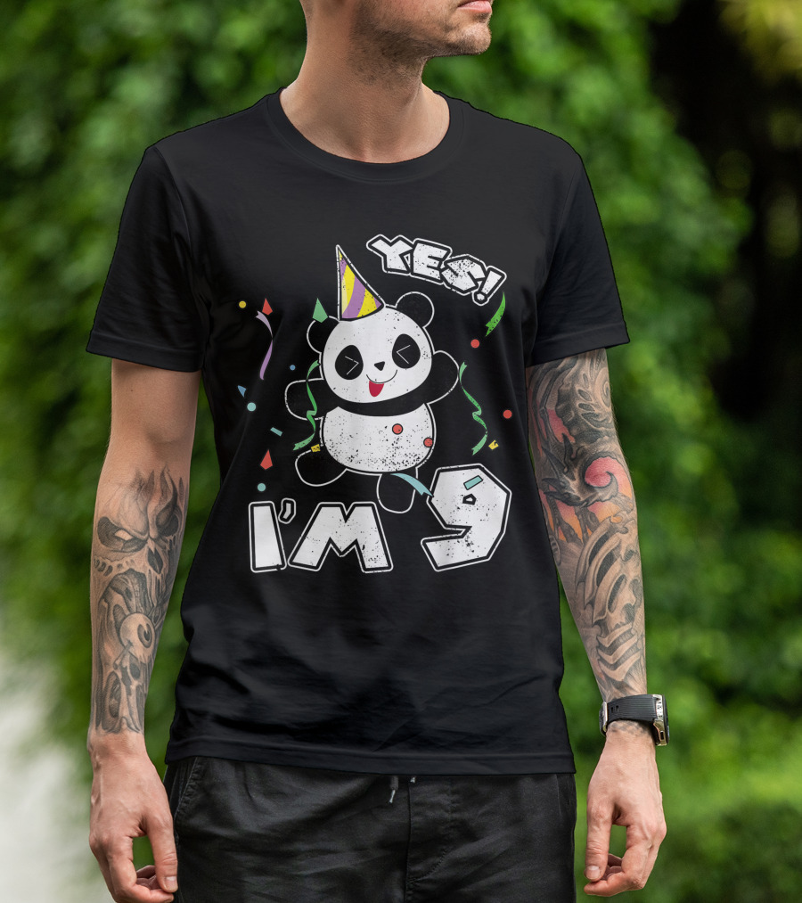Yes I'm 9 Birthday Panda Party T-Shirt