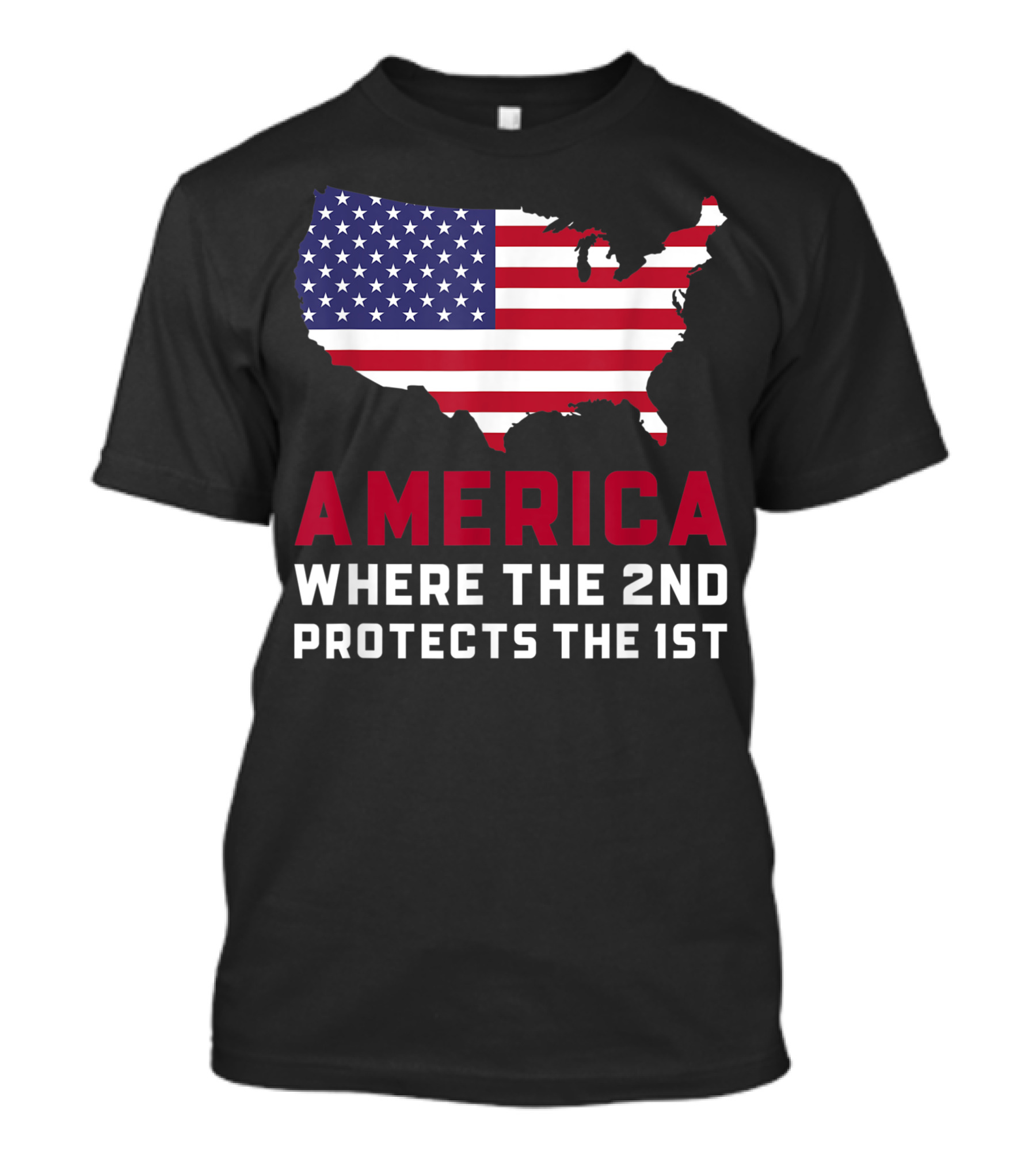 AMERICA Where The 2nd Protects The 1st USA Flag Map T-Shirt
