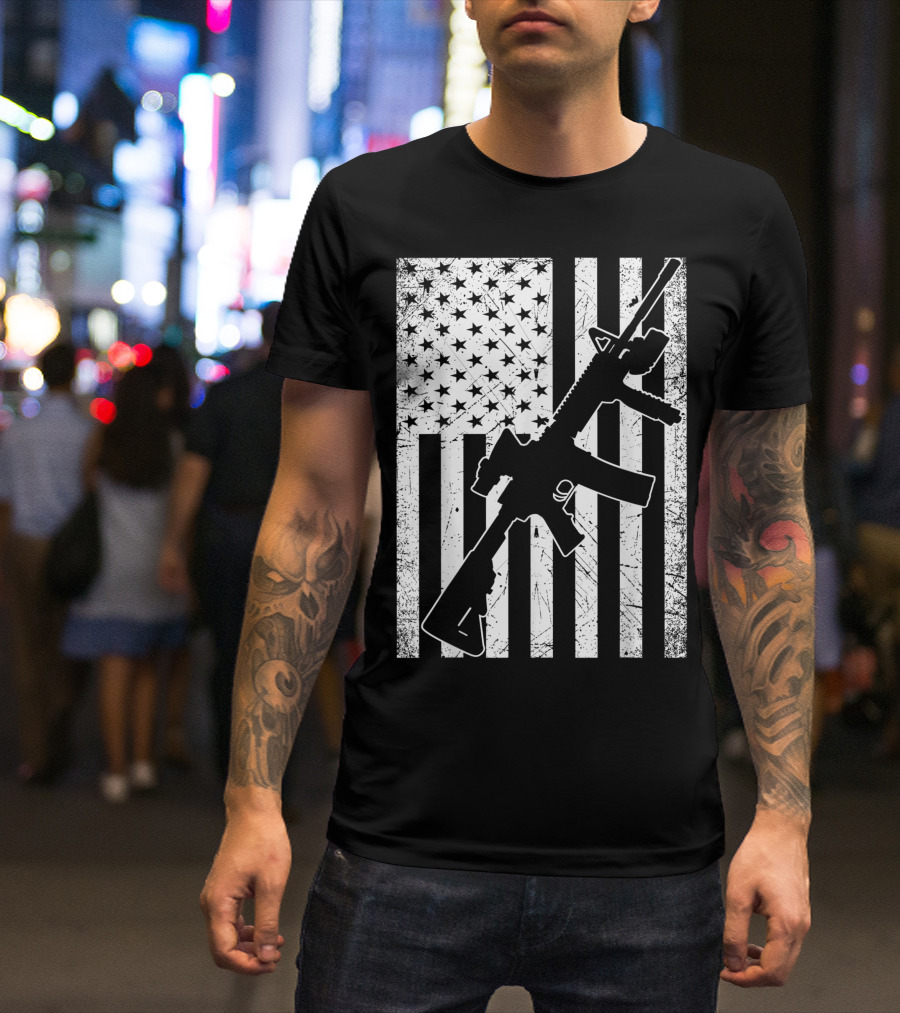 American Flag 2nd Amendment AR-15 Conservative Pro Gun T-Shirt