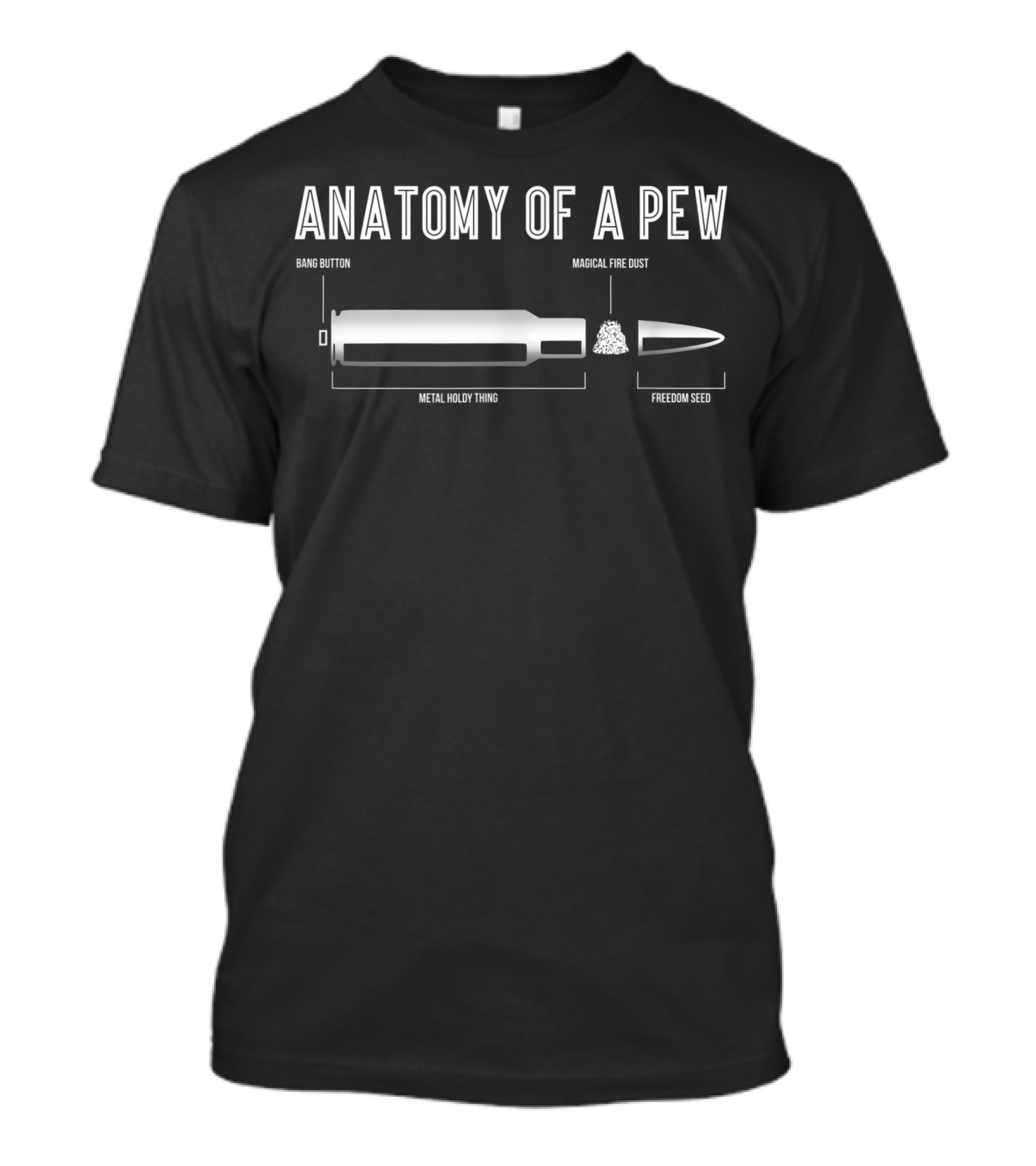 Anatomy Of A Pew Bullet Parts Diagram Bang Button Magical Fire Dust Freedom Seed T-Shirt