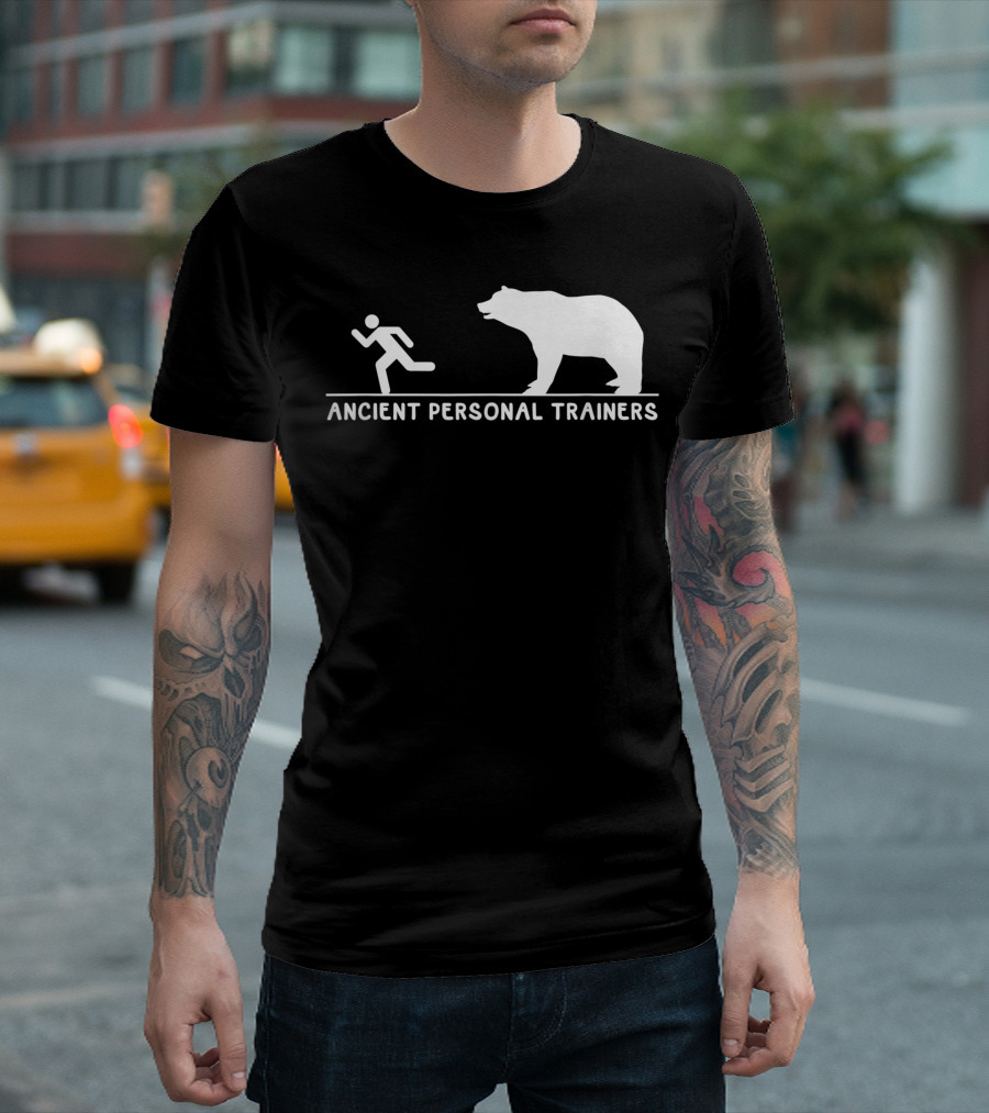 Ancient Personal Trainers Bear Chasing Person Running T-Shirt