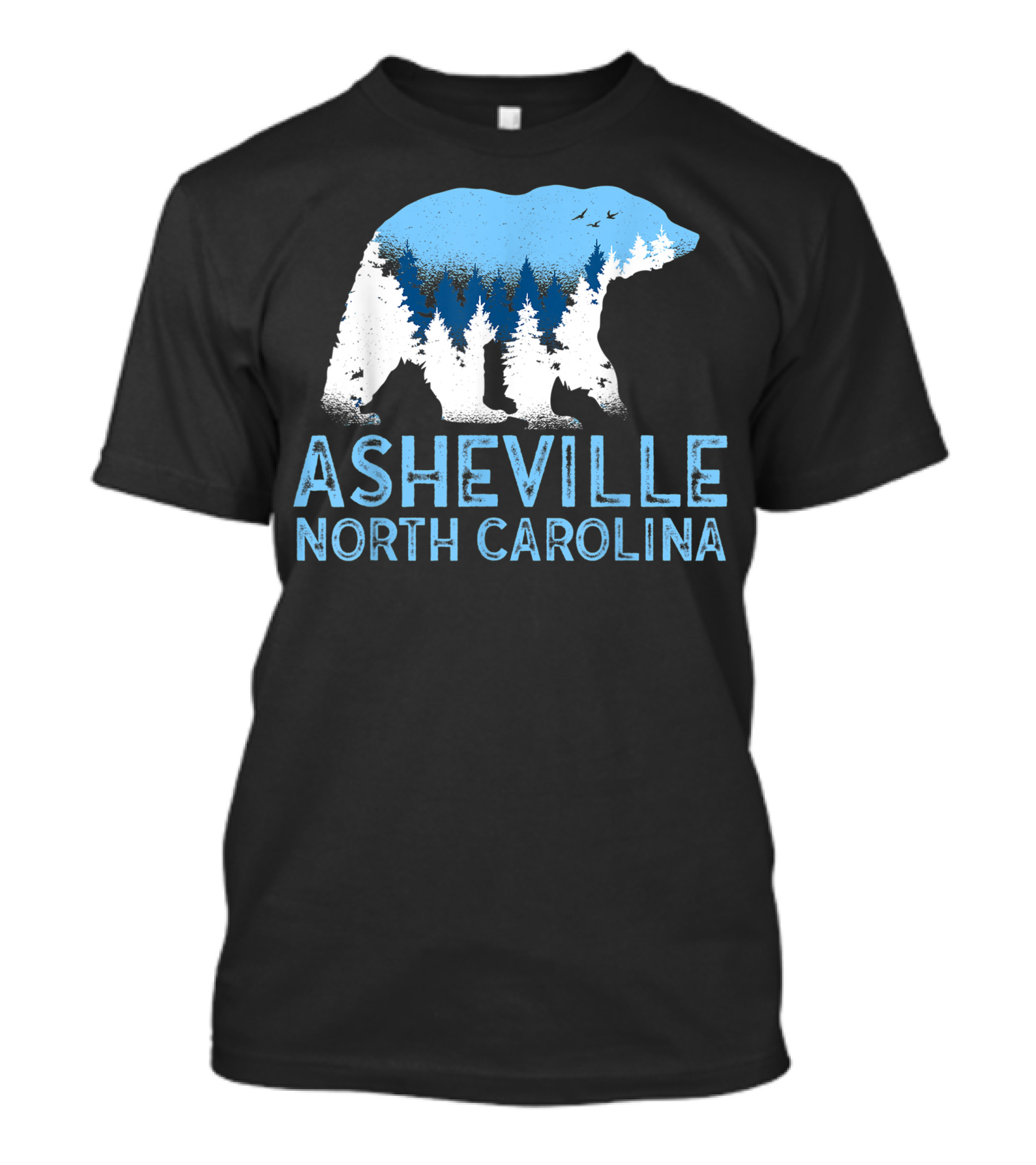 Asheville North Carolina Bear Silhouette Blue Ridge Mountains Forest Scene T-Shirt