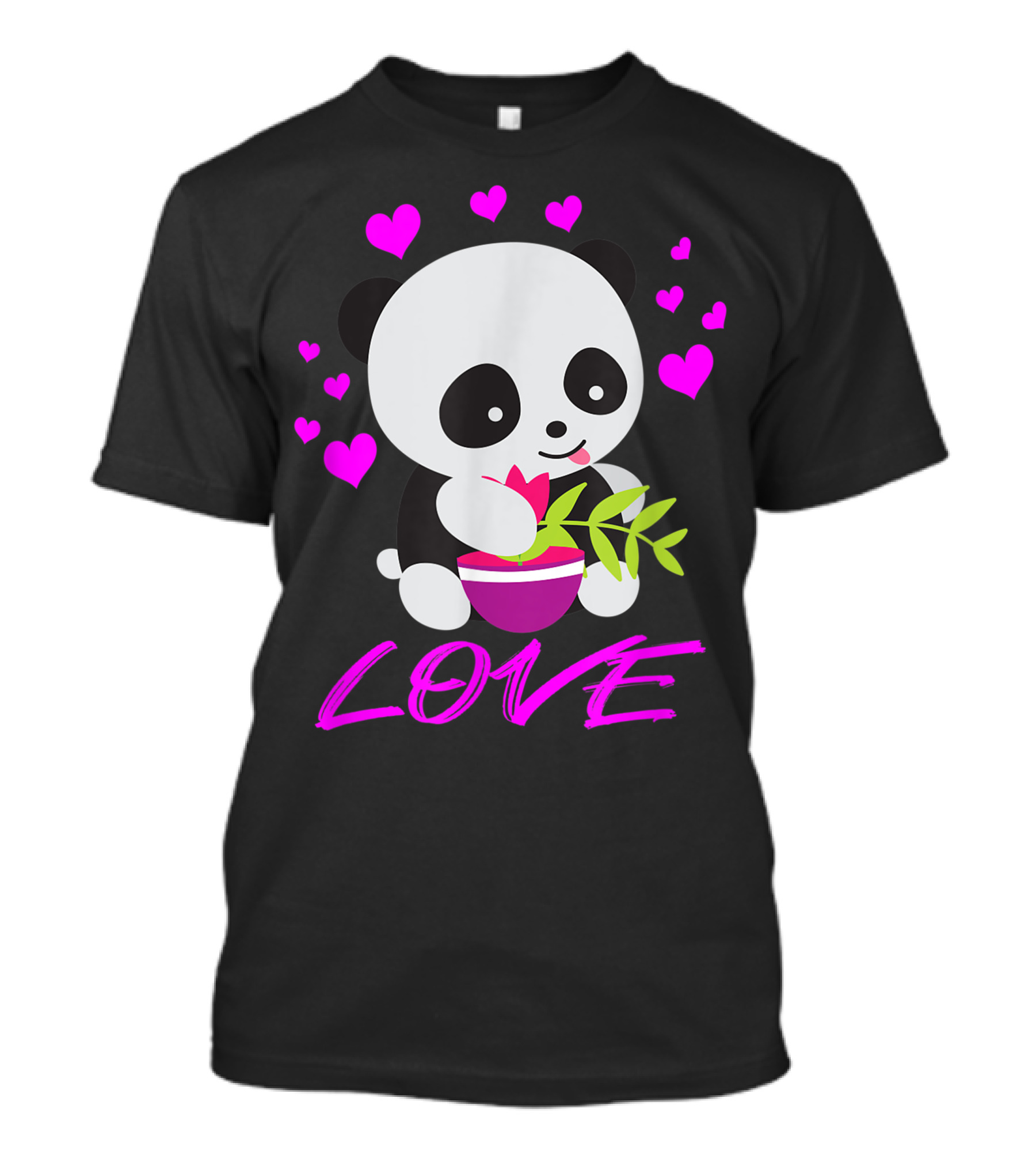 Love Panda With Hearts Valentine's Day Asian Panda Bear T-Shirt