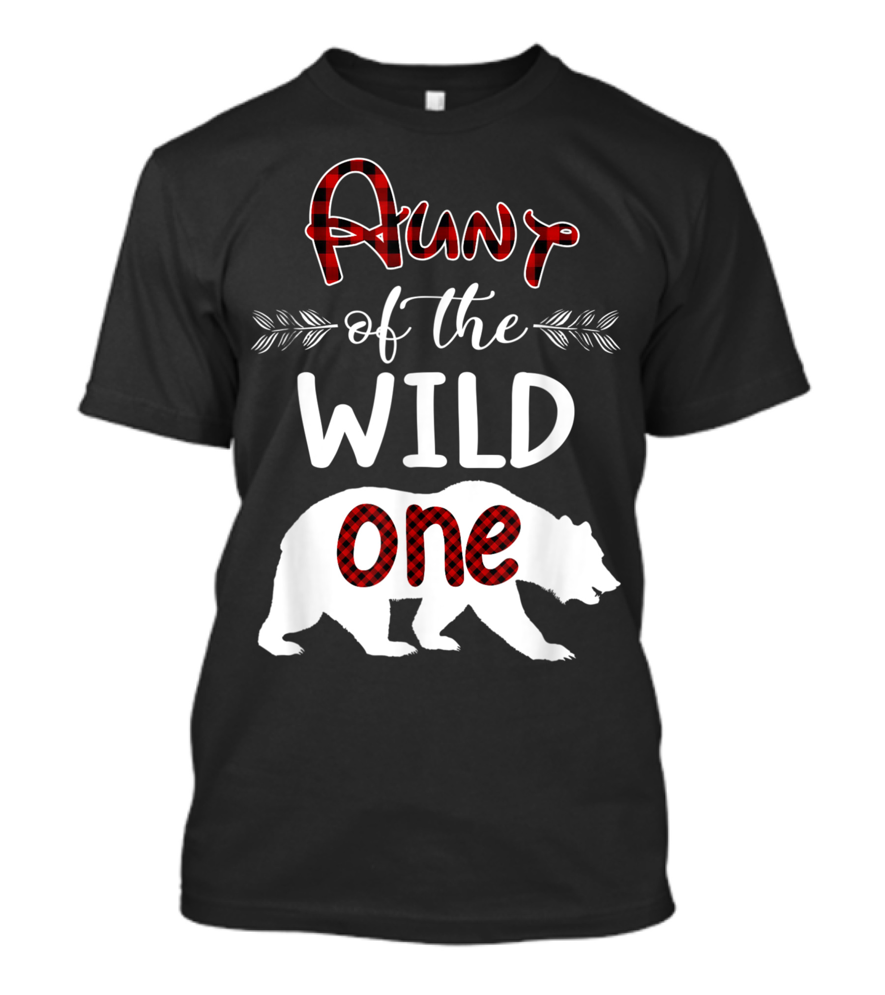 Aunt Of The Wild One Plaid Bear Birthday T-Shirt