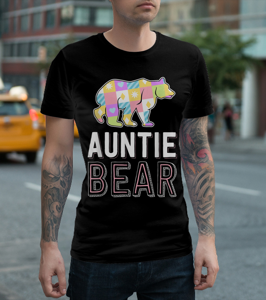 Auntie Bear Quilting Craft Patchwork Quilt Sewing T-Shirt