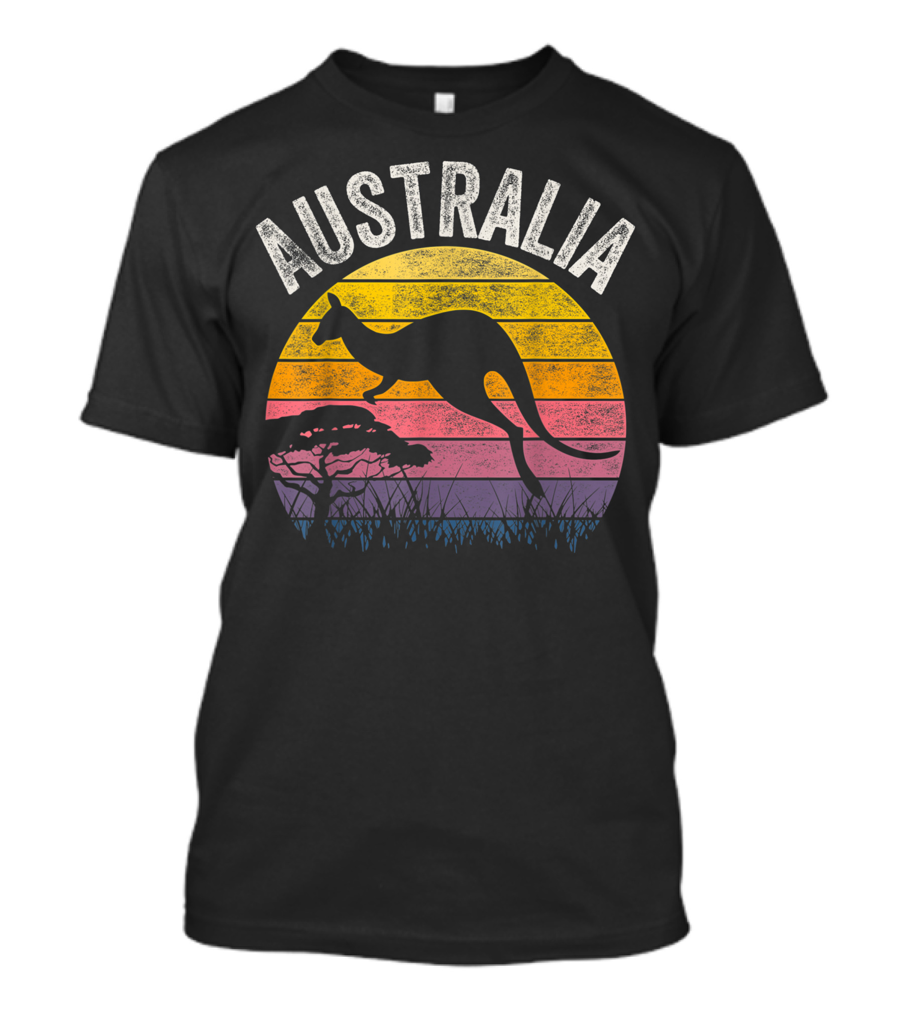 Australia Day Kangaroo Silhouette Vintage Sunset Scene T-Shirt