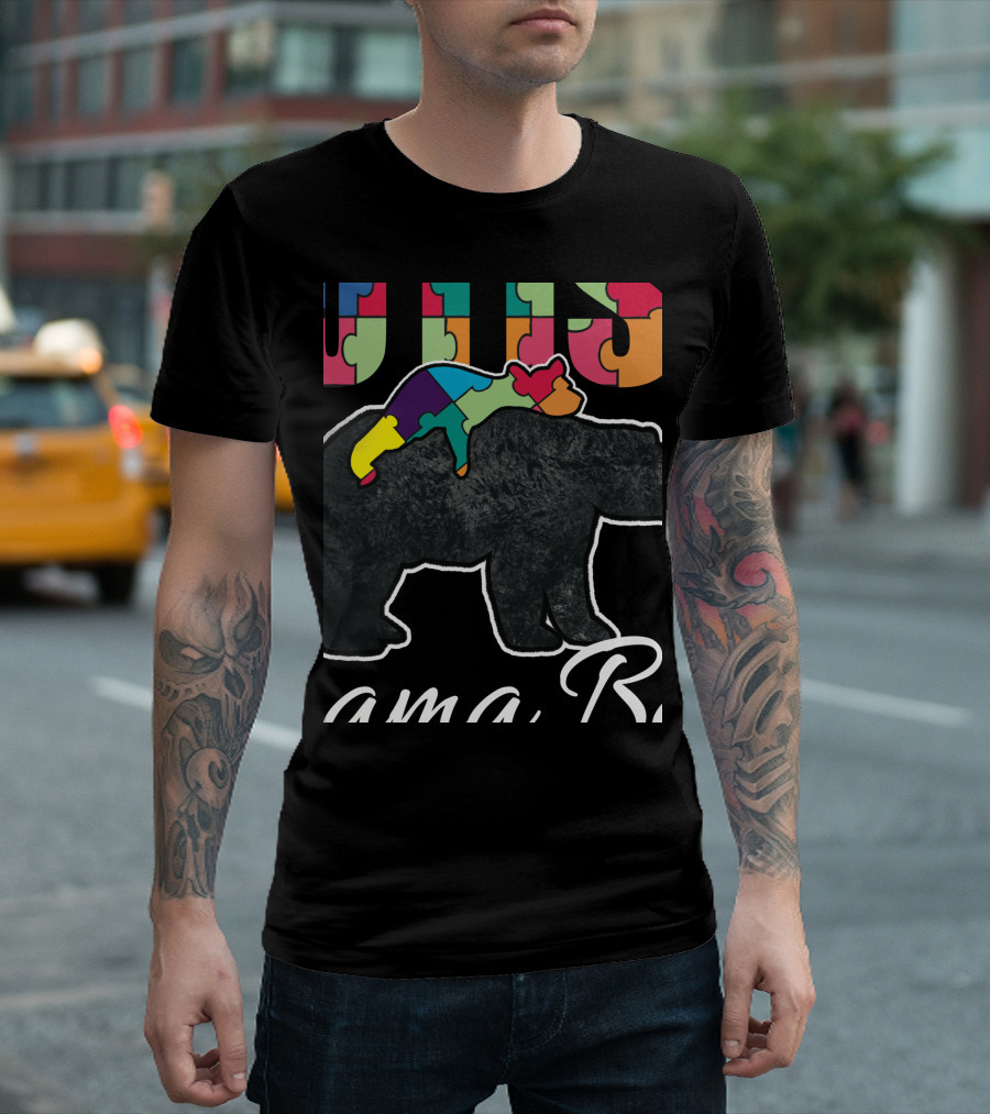 Autism Proud Mama Bear Puzzle Awareness T-Shirt