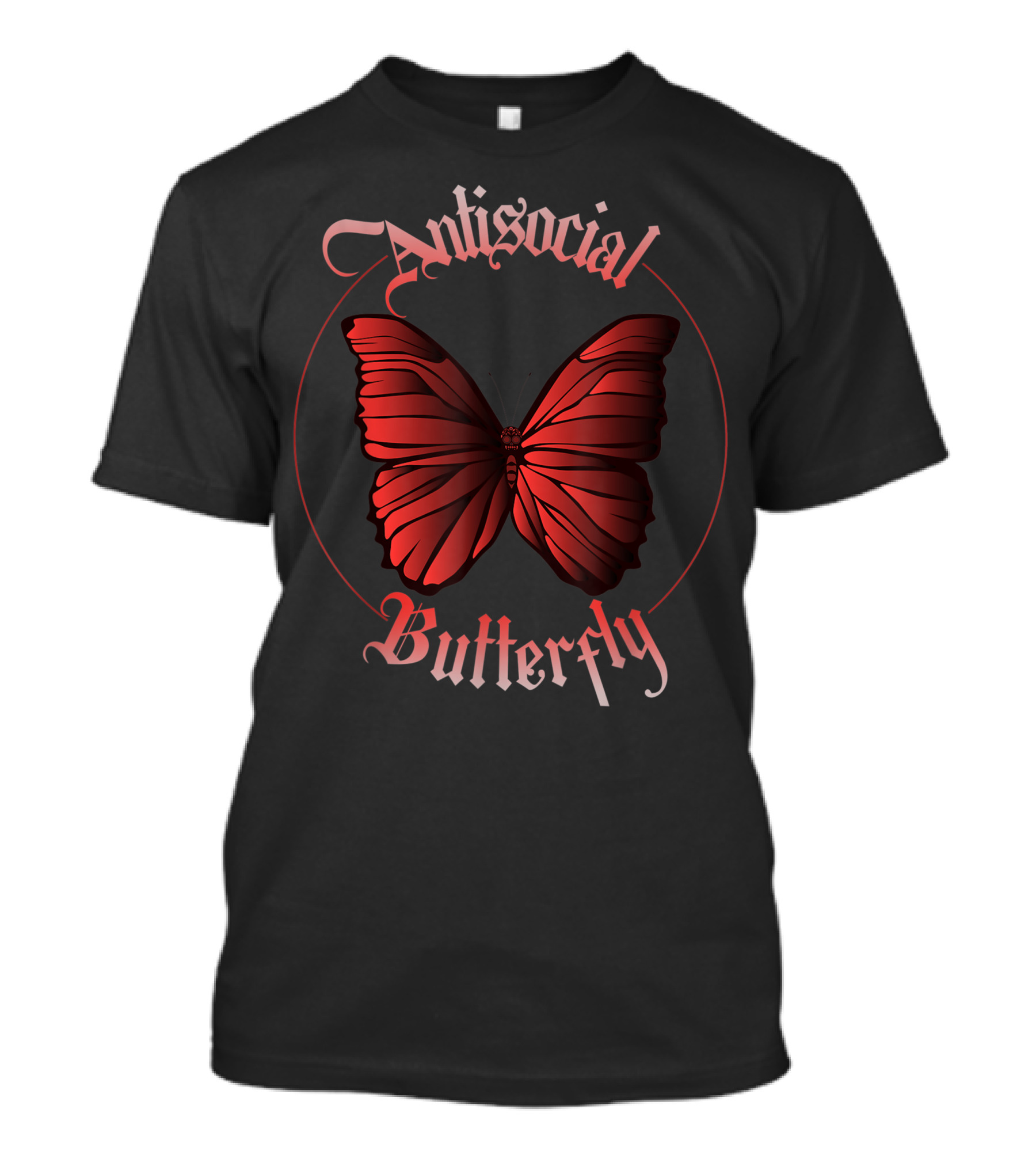 Antisocial Butterfly Skull Goth Lover Red Gothic Butterfly T-Shirt