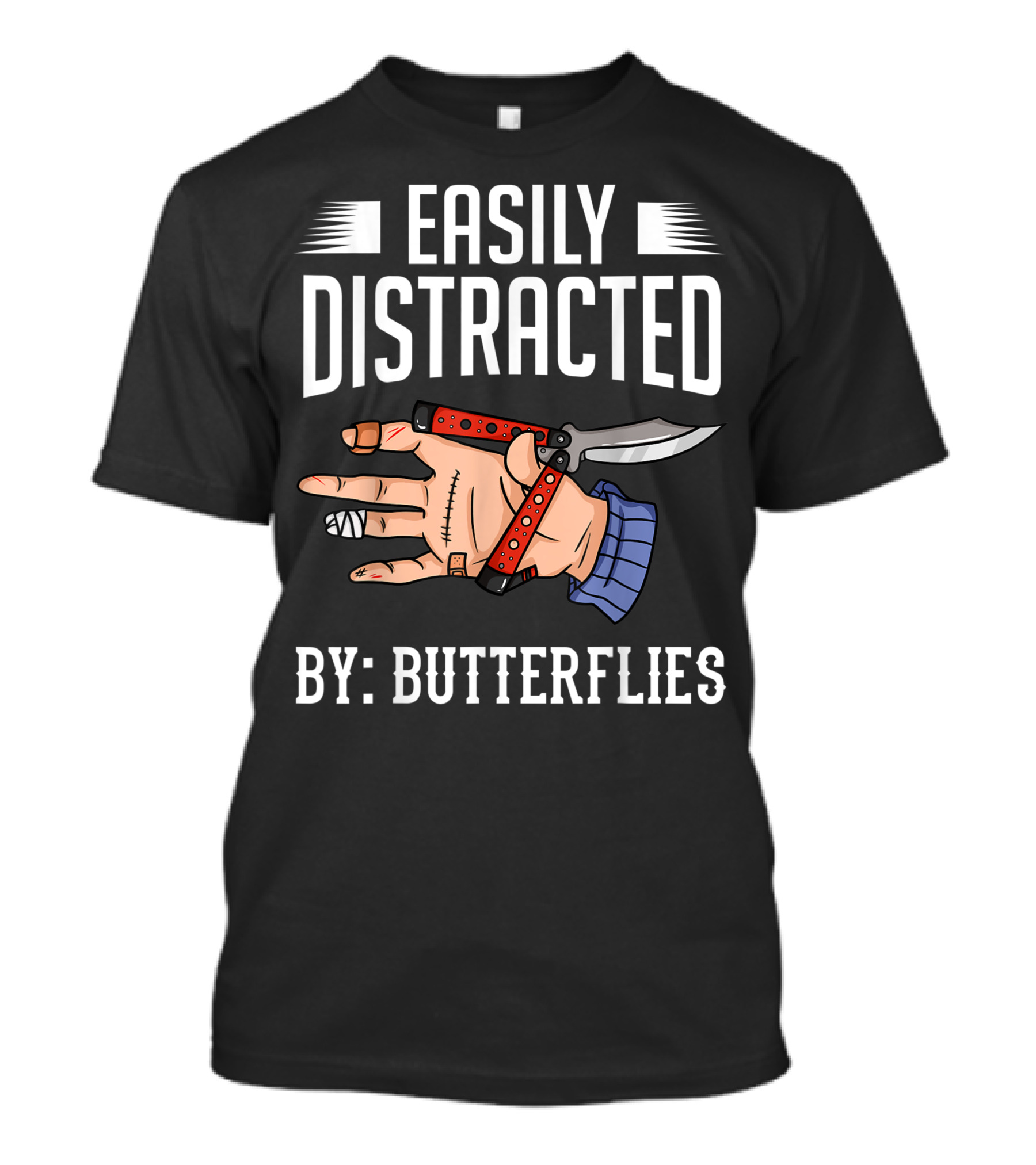 Easily Distracted By Butterflies Balisong Flipping Butterfly Knife Training T-Shirt