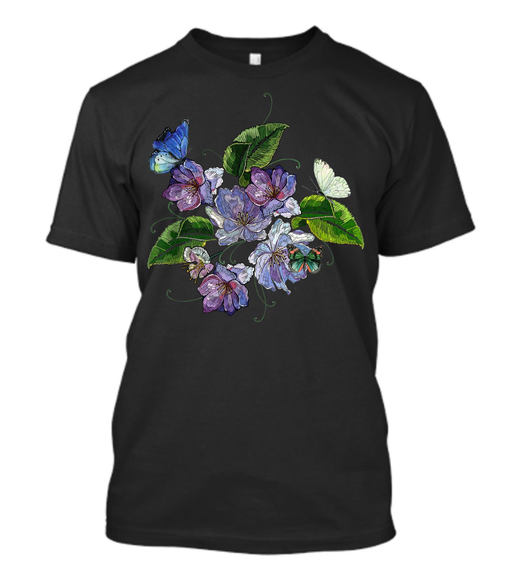 Beautiful Botanical Floral Plant With Butterfly And Flower T-Shirt