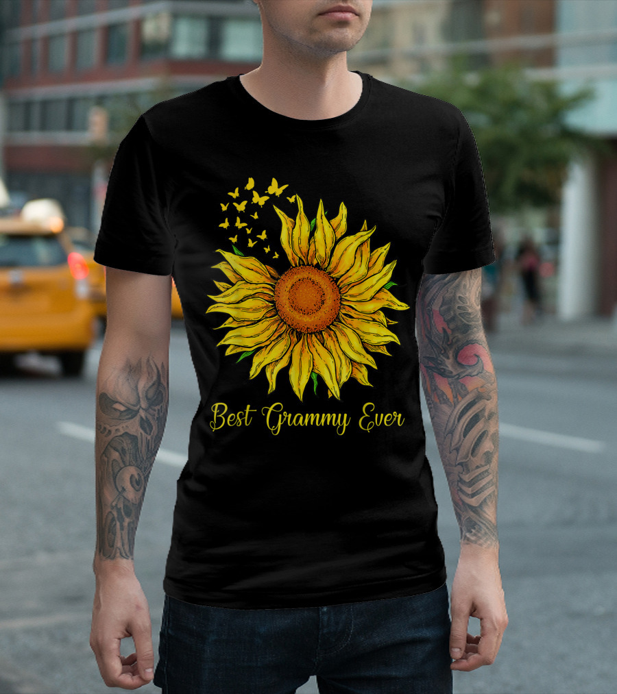 Best Grammy Ever Sunflower With Butterflies T-Shirt