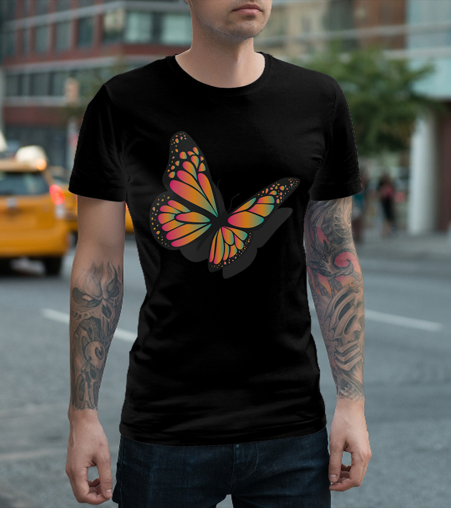 Butterfly Aesthetic Rainbow Gradient I Butterfly Lover T-Shirt