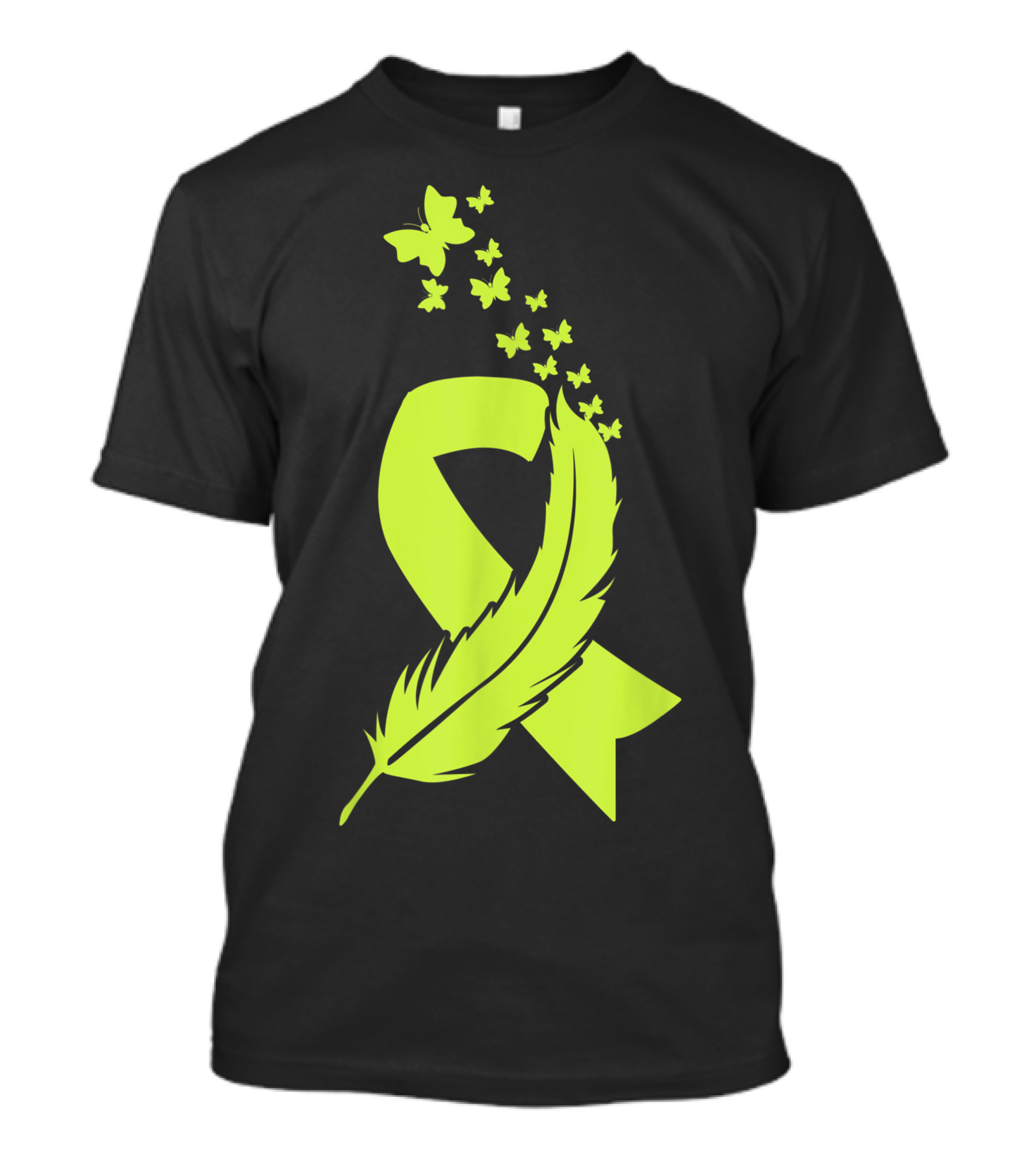 Butterfly Feather Ribbon Non Hodgkin Lymphoma Awareness T-Shirt