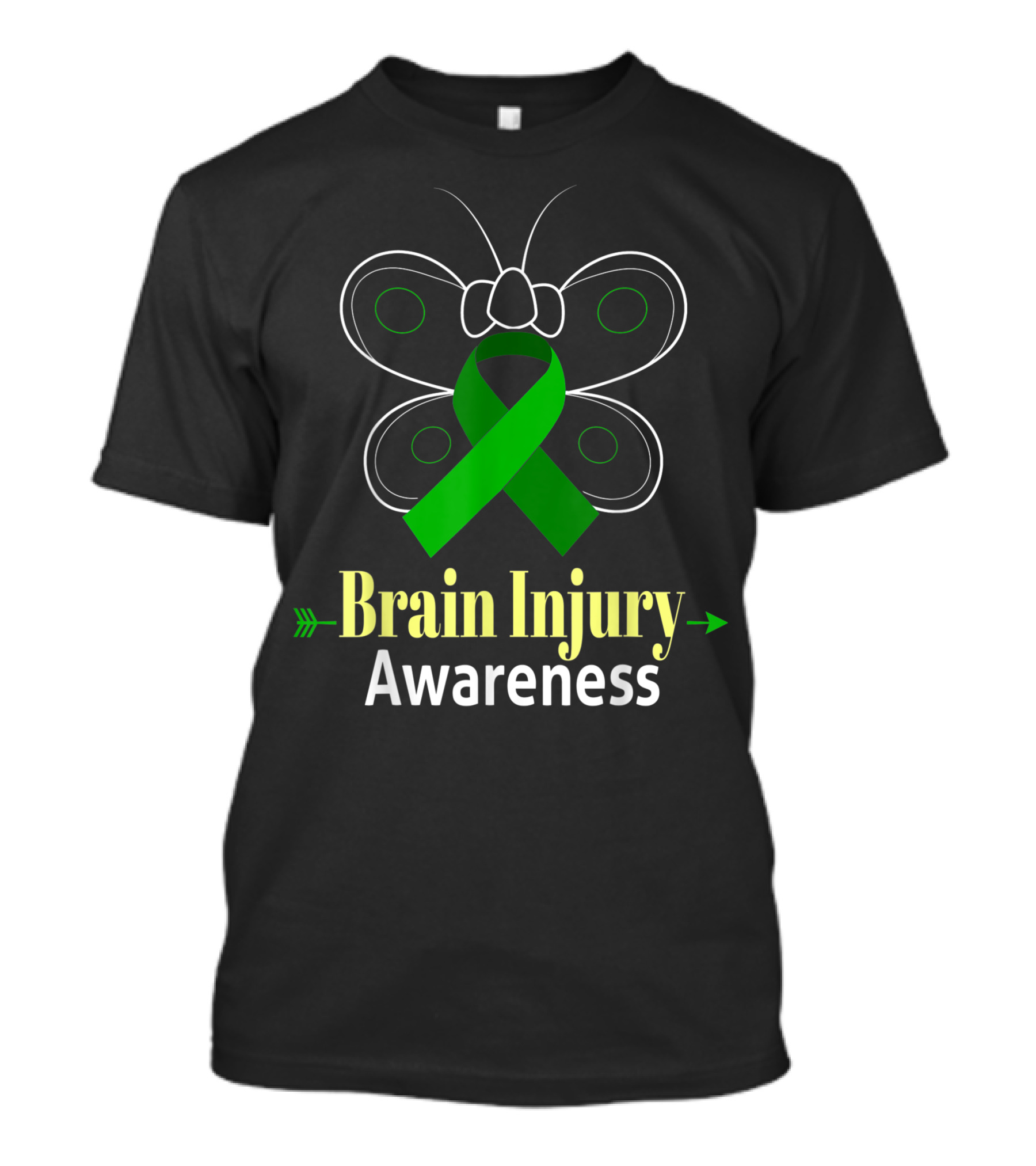 Brain Injury Awareness Butterfly With Green Ribbon T-Shirt