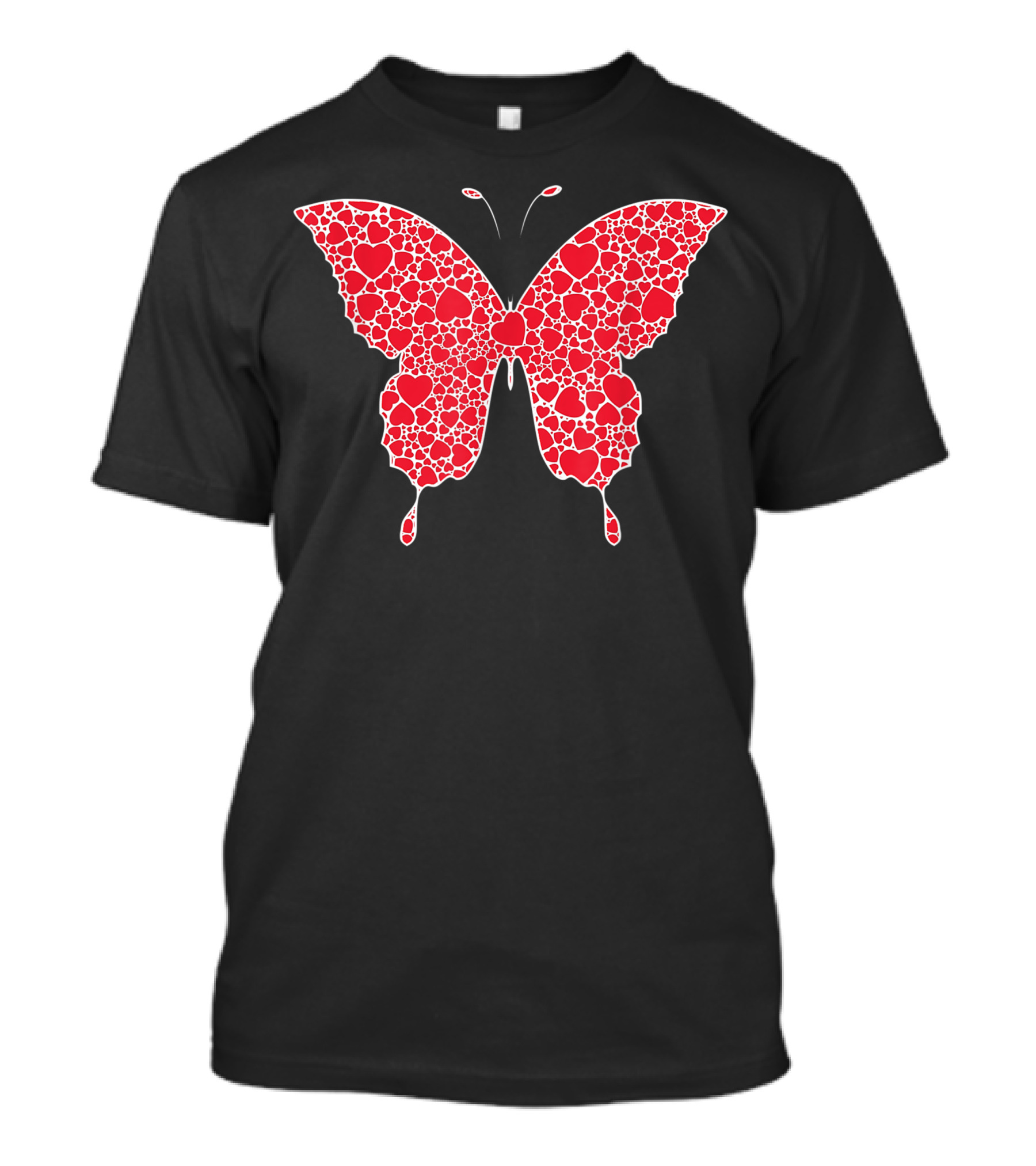 Butterfly Hearts Valentine's Day Ringlet Lover Girl Red Heart T-Shirt