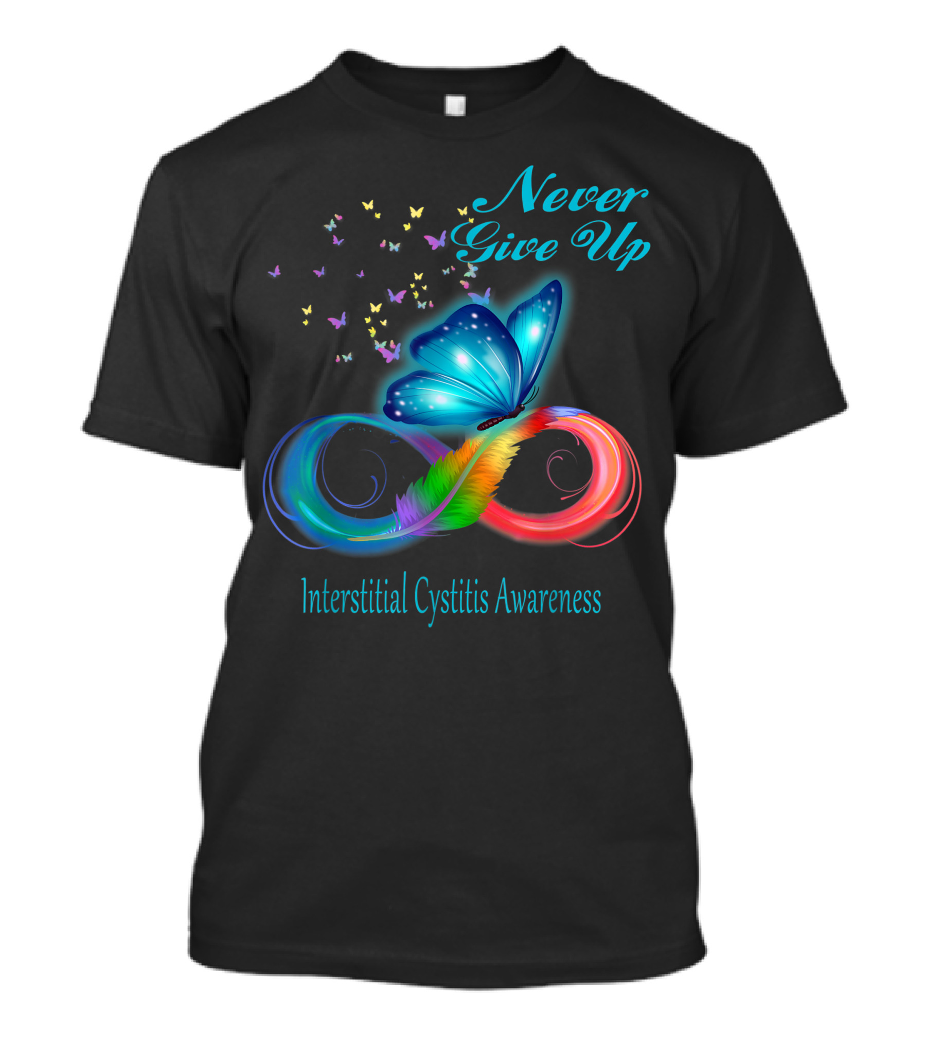 Never Give Up Butterfly Interstitial Cystitis Awareness T-Shirt