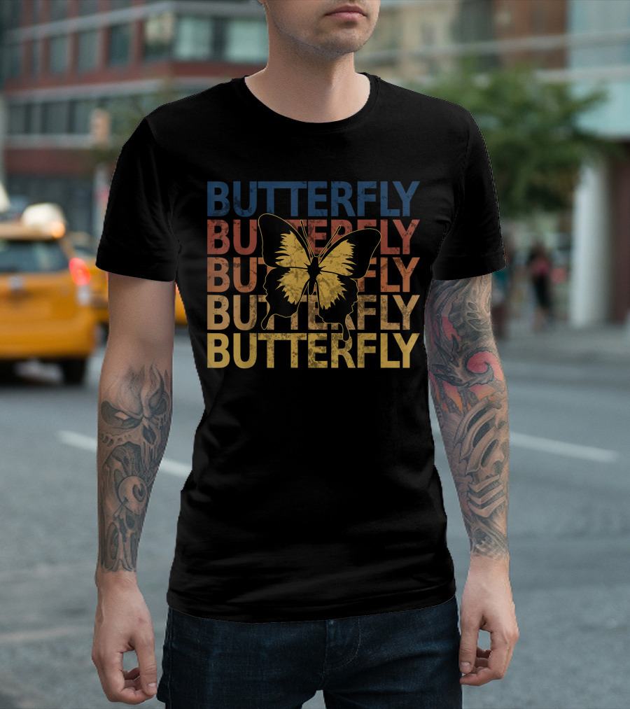 Butterfly Vintage Style Bold 80s 70s T-Shirt