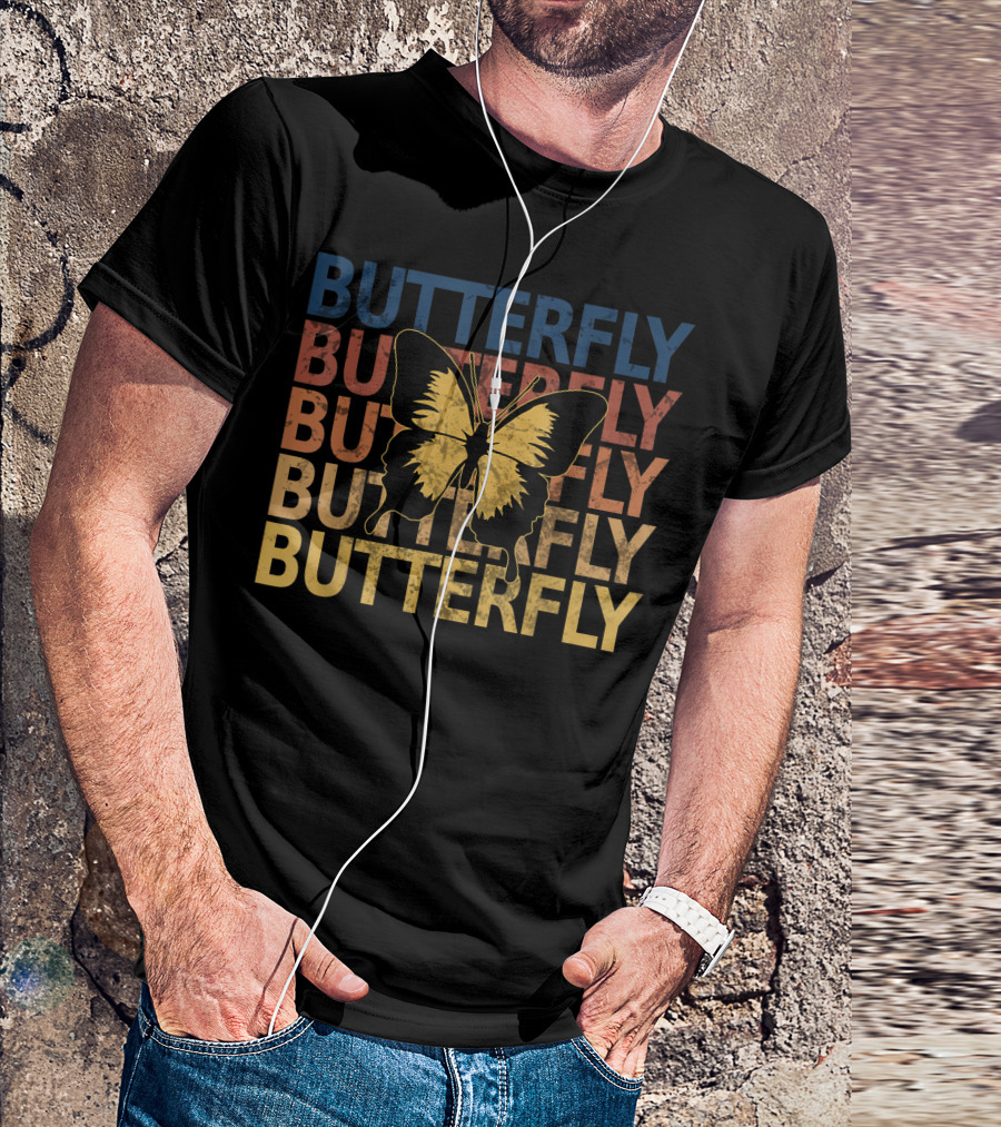 Butterfly Vintage Style Bold 80s 70s T-Shirt