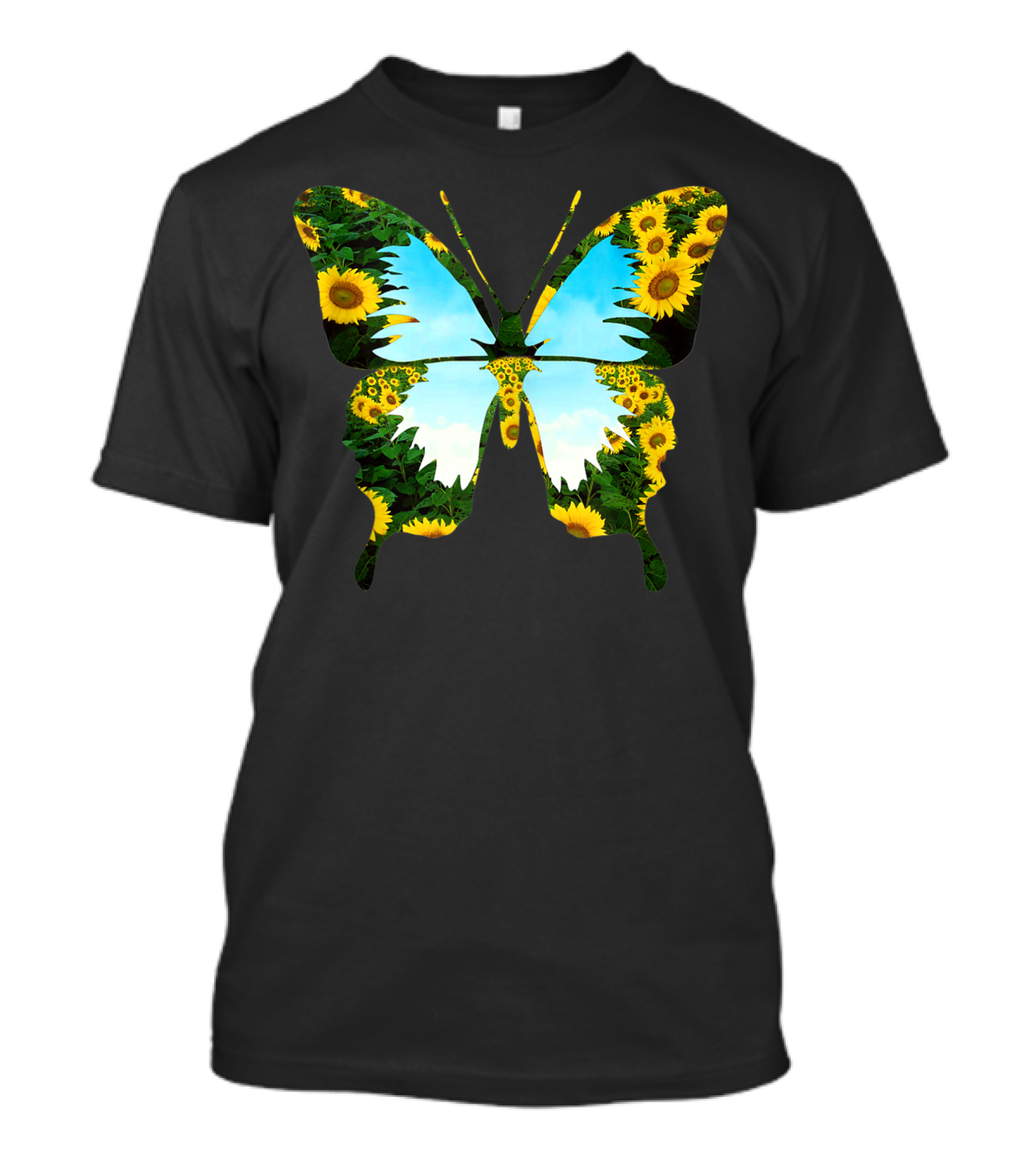 Butterfly Sunflower Blue Sky Lovers T-Shirt