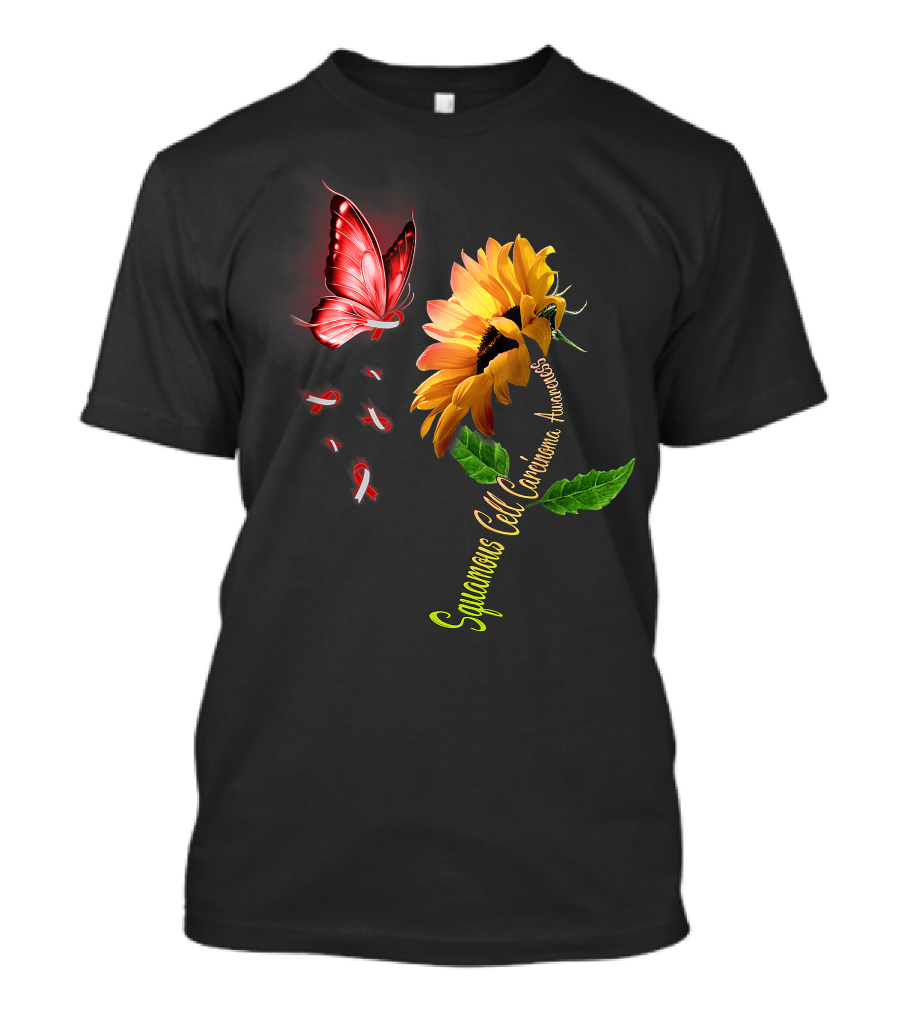 Butterfly Sunflower Squamous Cell Carcinoma Awareness T-Shirt