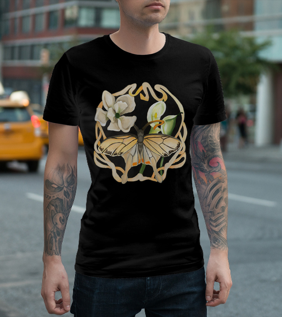 Butterfly Magnolia Lilies Flower Insect Iconic T-Shirt