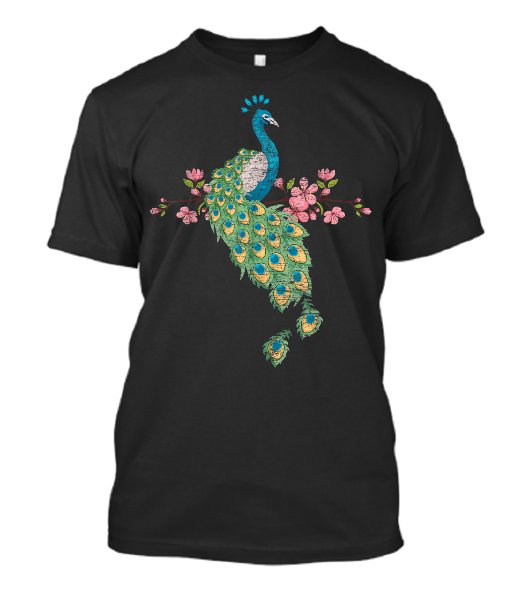 Cherry Blossom Peacock Botanical Beauty T-Shirt