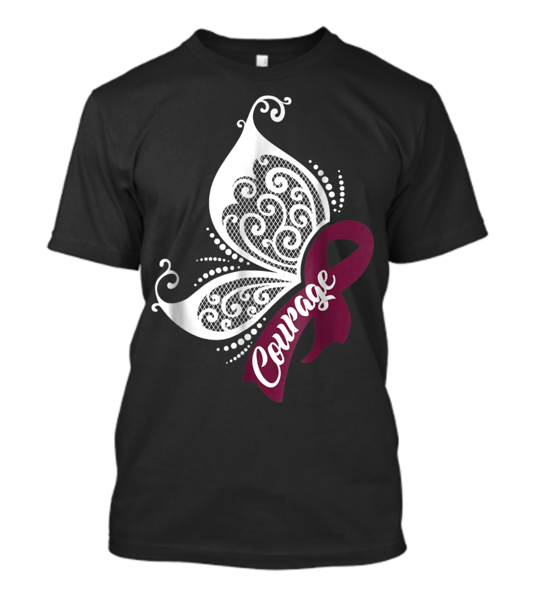 Courage Butterfly Wings Multiple Myeloma Awareness Ribbon Strong T-Shirt