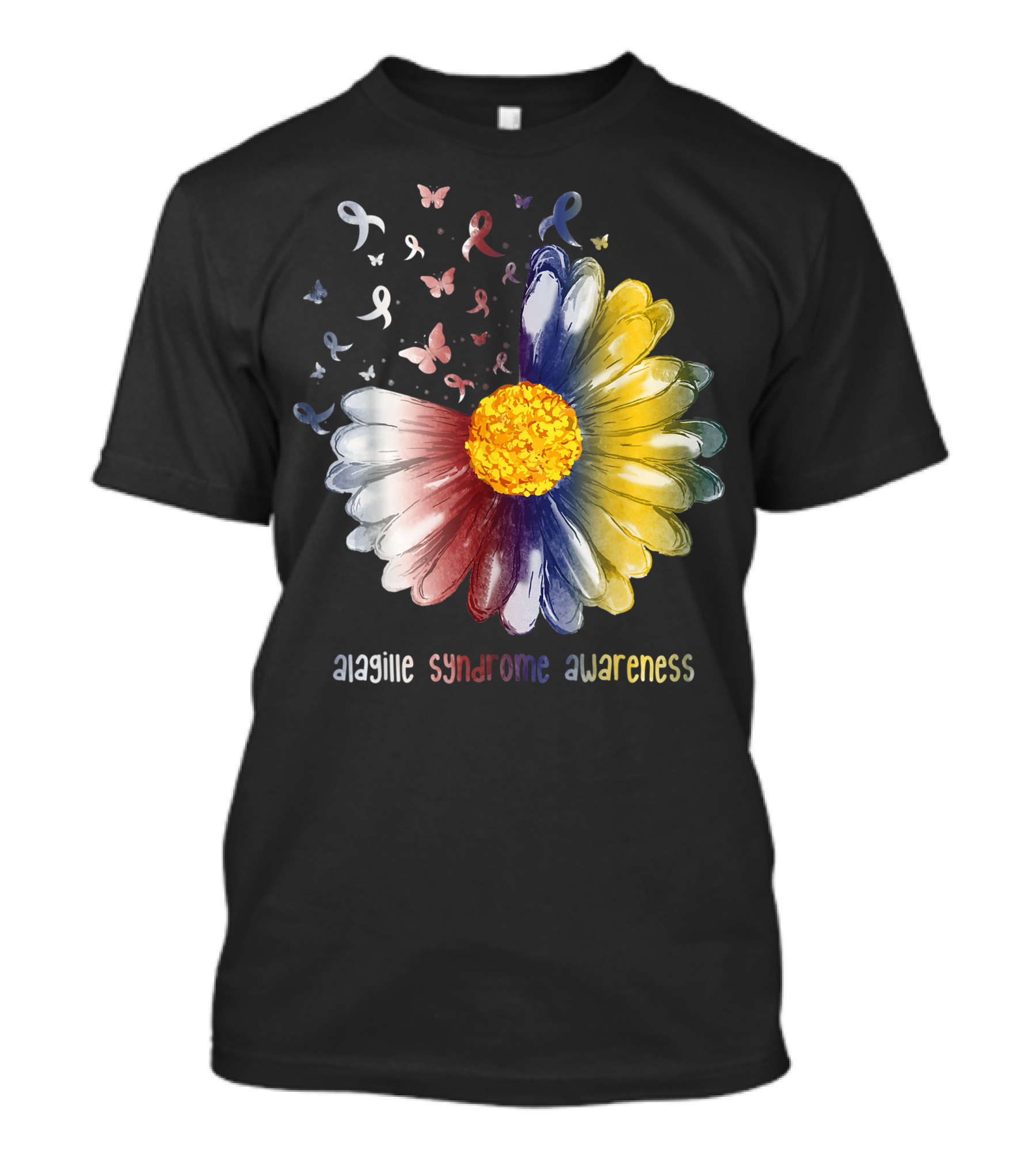 Alagille Syndrome Awareness Daisy Butterfly Ribbons T-Shirt