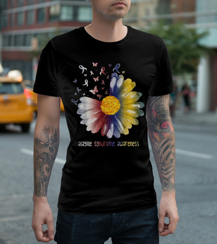 Alagille Syndrome Awareness Daisy Butterfly Ribbons T-Shirt