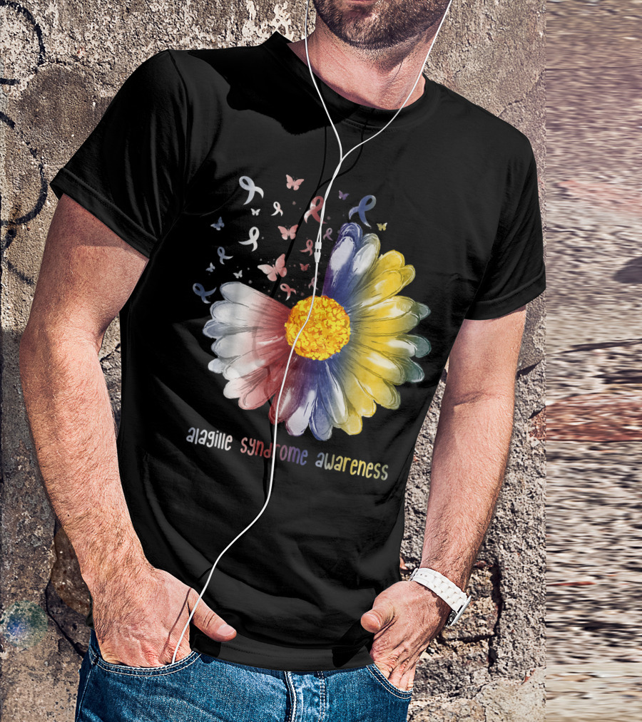Alagille Syndrome Awareness Daisy Butterfly Ribbons T-Shirt