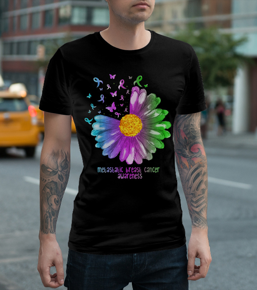 Daisy Butterfly Metastatic Breast Cancer Awareness T-Shirt