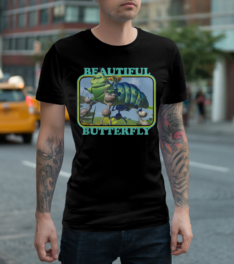 Disney Pixar A Bug's Life Heimlich Beautiful Butterfly Animation Scene T-Shirt