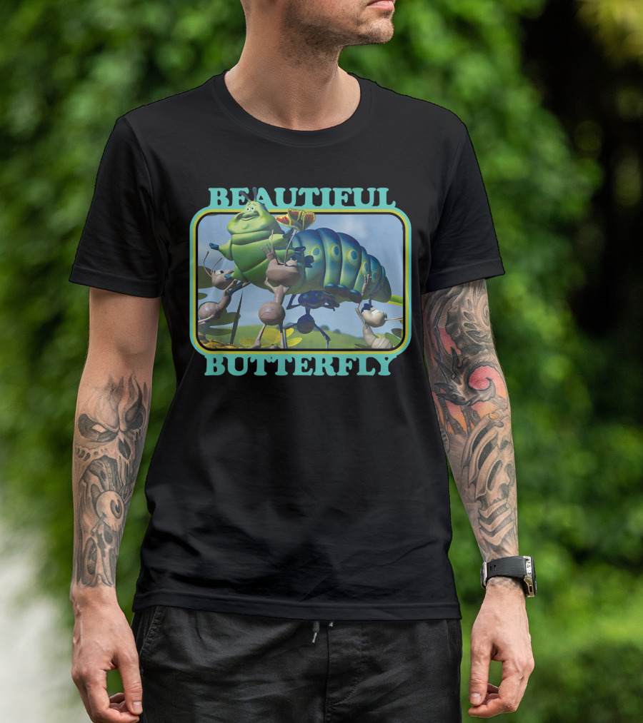 Disney Pixar A Bug's Life Heimlich Beautiful Butterfly Animation Scene T-Shirt