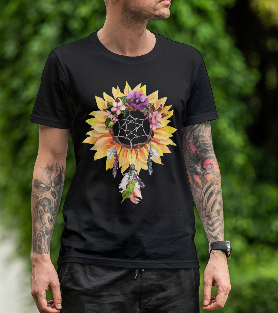 Sunflower Dreamcatcher Flower Lover Dream Catcher T-Shirt