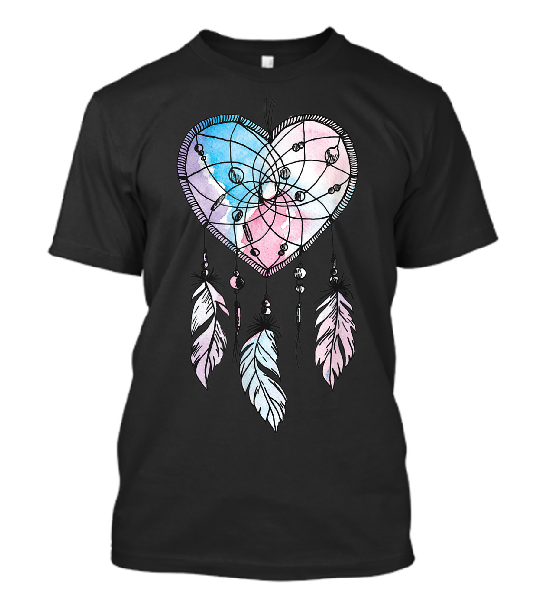 Dreamcatcher Heart Native American Boho Pastel Feathers T-Shirt