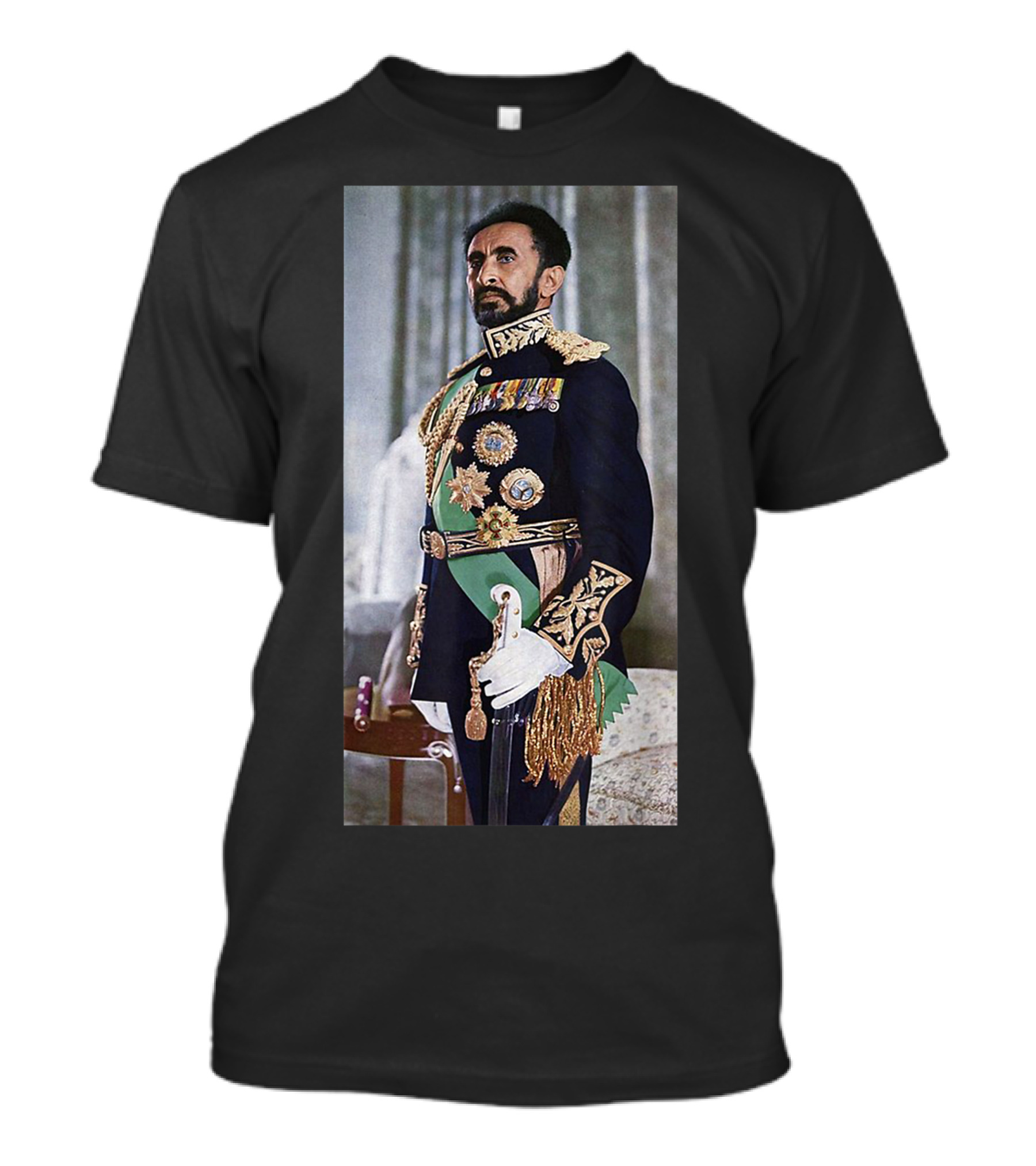 Emperor Haile Selassie Ethiopian Leader Regal Portrait Historical Icon Ethiopia T-Shirt
