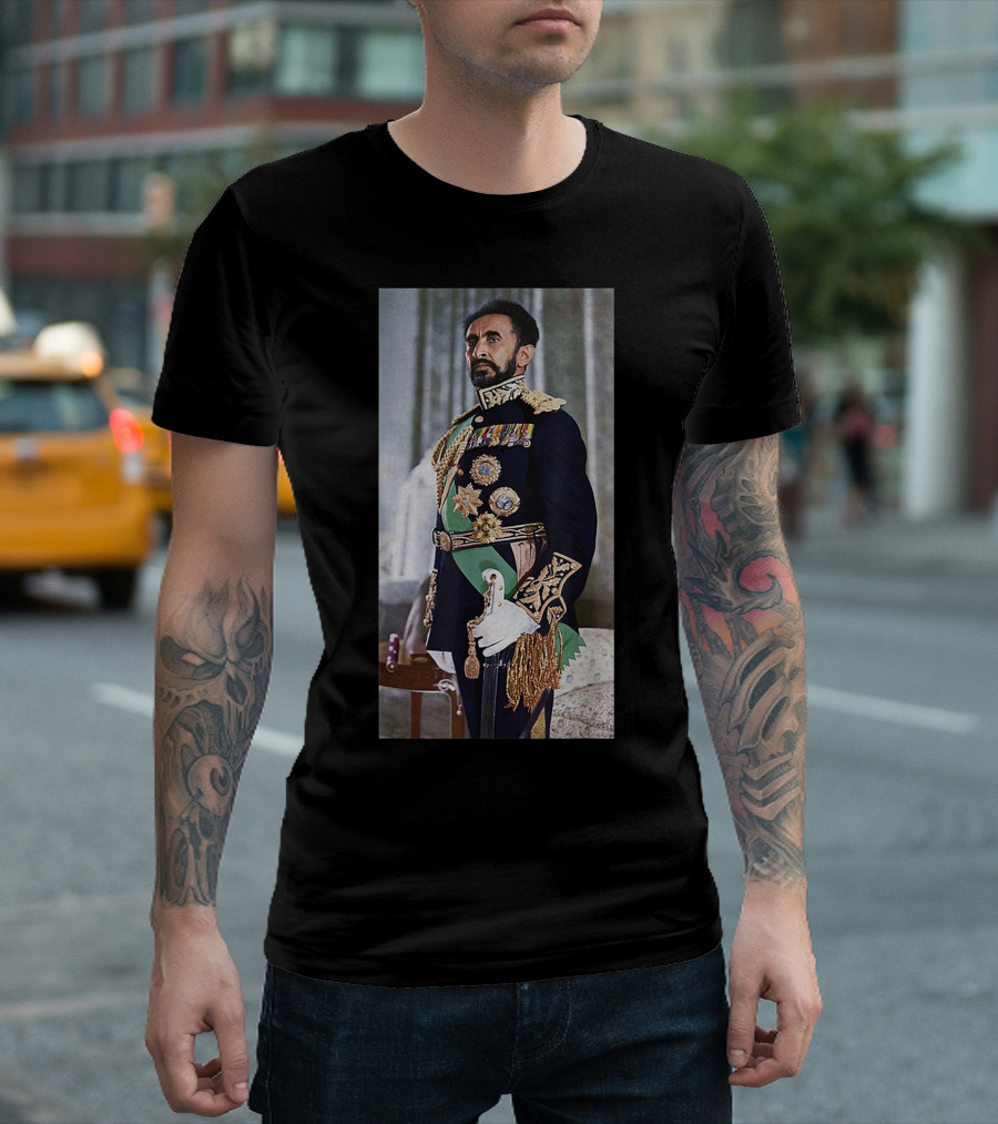 Emperor Haile Selassie Ethiopian Leader Regal Portrait Historical Icon Ethiopia T-Shirt