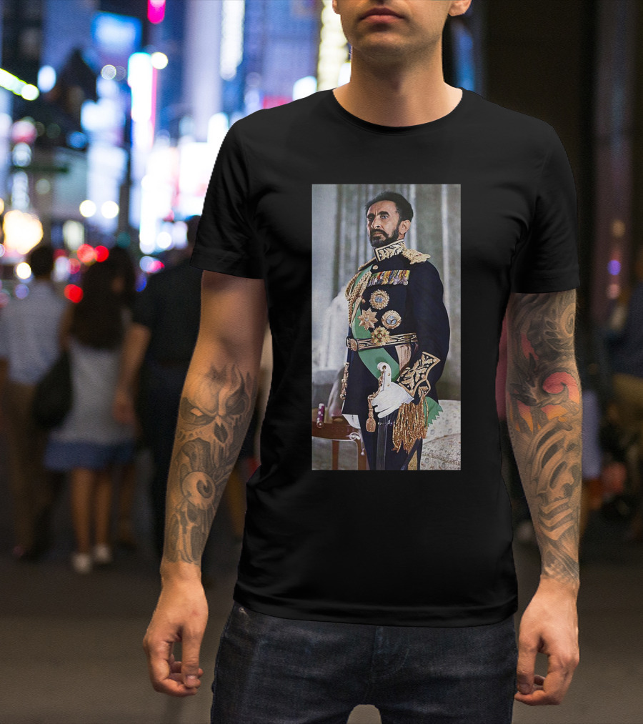 Emperor Haile Selassie Ethiopian Leader Regal Portrait Historical Icon Ethiopia T-Shirt