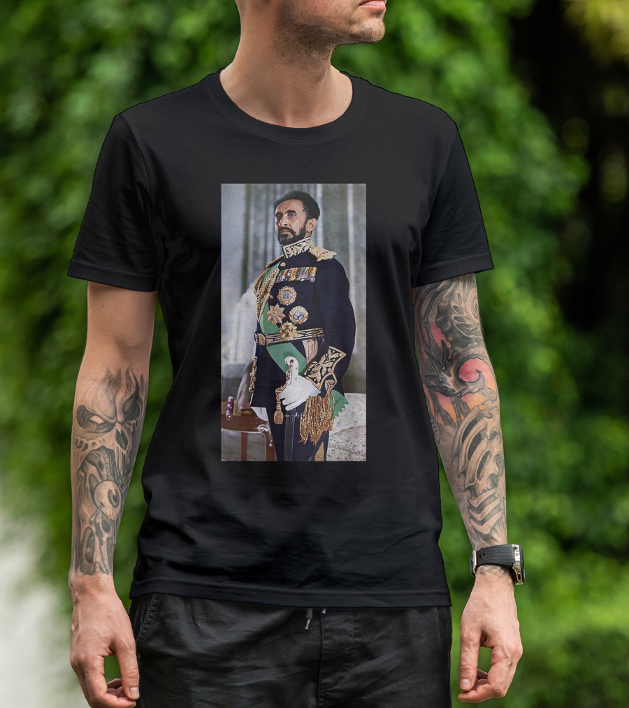 Emperor Haile Selassie Ethiopian Leader Regal Portrait Historical Icon Ethiopia T-Shirt