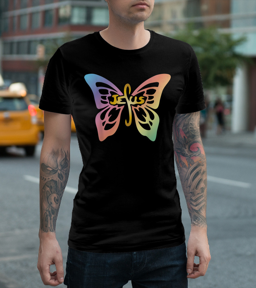 Jesus Faith Cross Butterfly Christian Inspirational T-Shirt