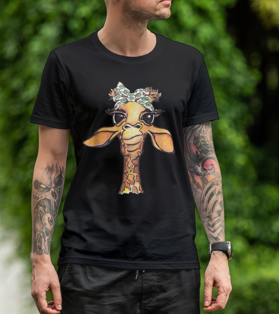 Hipster Giraffe With Tropical Bandana Safari T-Shirt